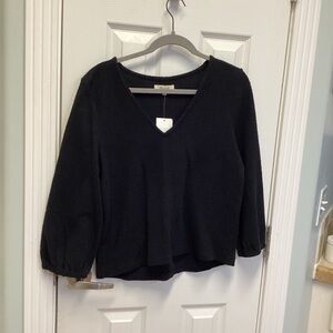 Madewell SZ M womens Vneck sweater NWT cotton black top blouse